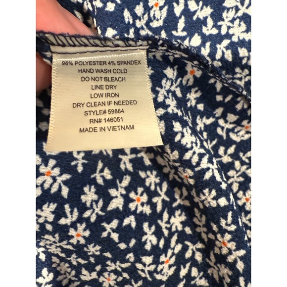 Monteau Shirt Dress Women's M Blue Ditsy Floral Polyester V-Neck Button Front - Picture 4 of 6